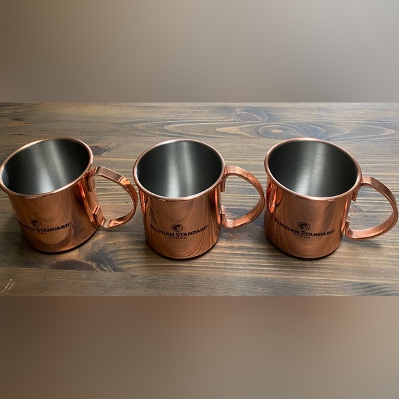 Dining Russian Standard Vodka Copper Coated Mugs Moscow Mule